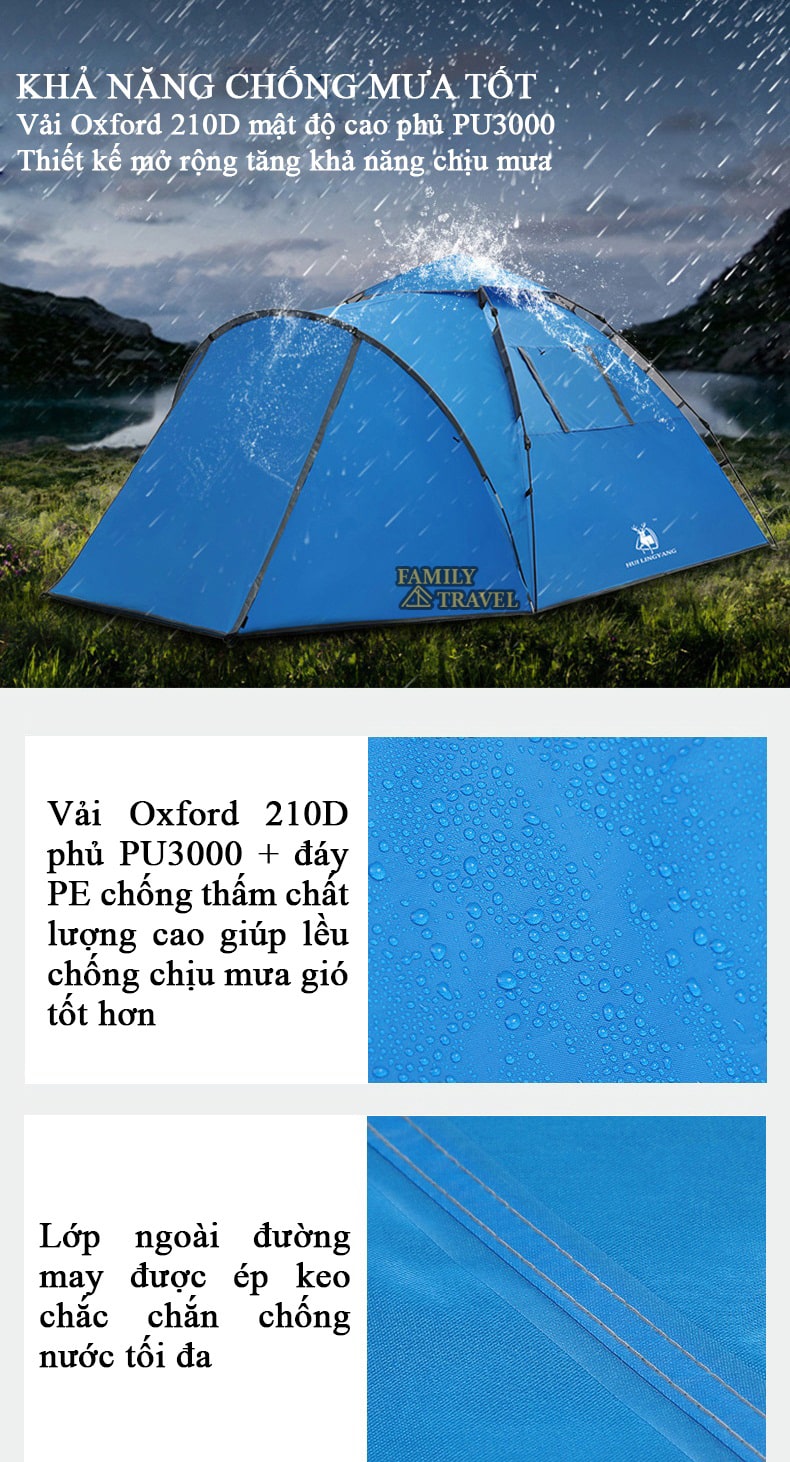 Khả năng chống mưa, chống tia UV của lều du lịch Gazelle Outdoors GL1668